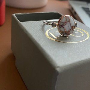14k Rosegold and SS Copper in Quartz ring with Salt and Pepper Diamonds